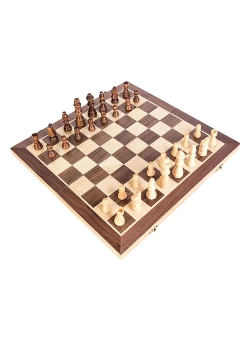 طقم رقعة شطرنج خشبية فاخرة مع قطع خشبية مصنوعة يدويًا - لعبة شطرنج كلاسيكية قابلة للطي - هدية مثالية للعيد - Image 2